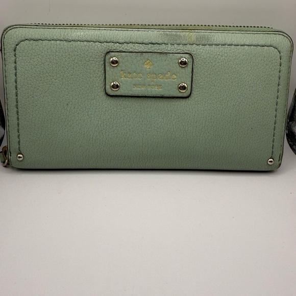 kate spade Handbags - Kate Spade New York Light Green Leather Zip Around Ladies Wallet, Mint Color